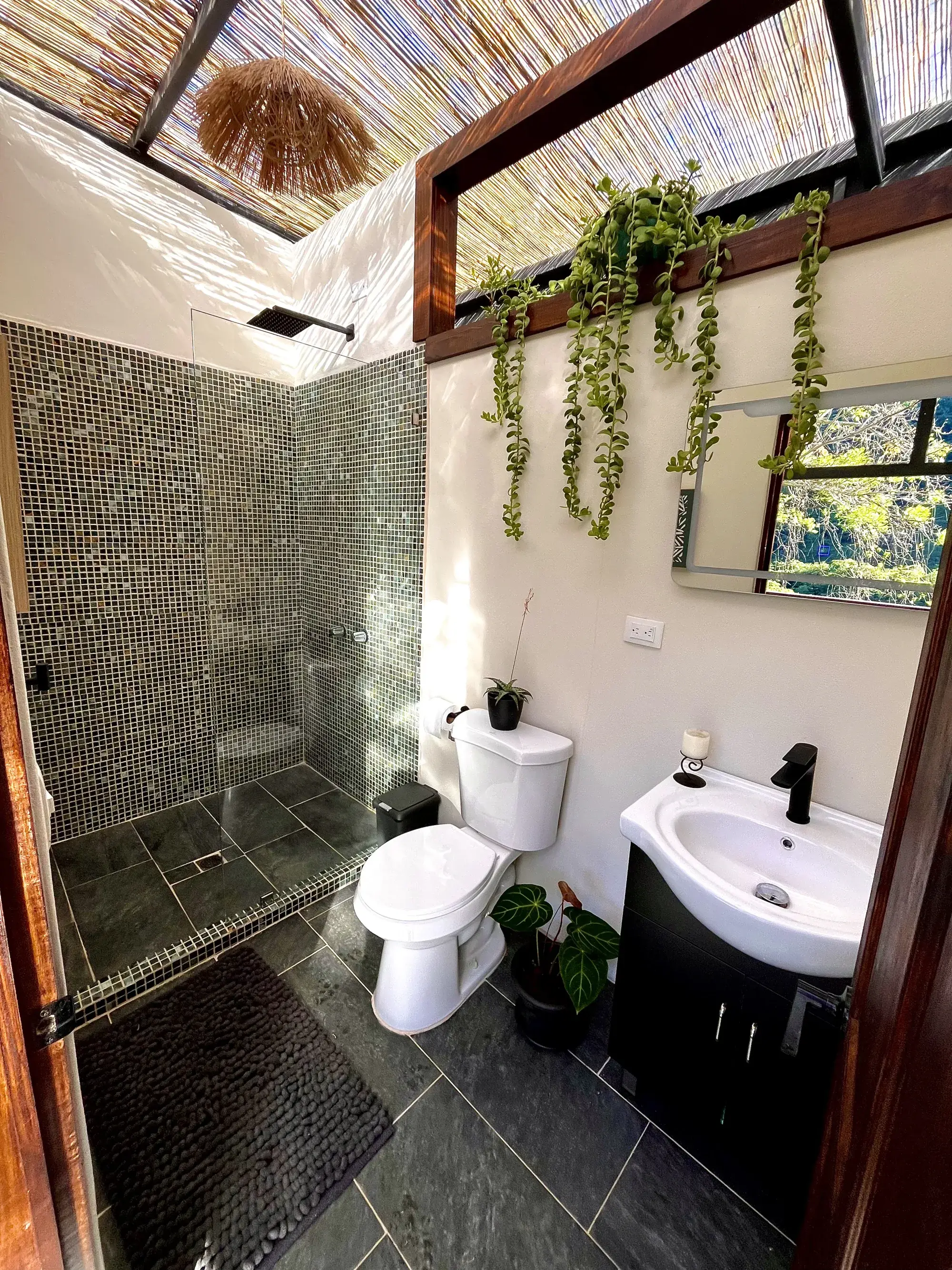 Bathroom serving the yoga pavilion at the Costa Rica retreat estate