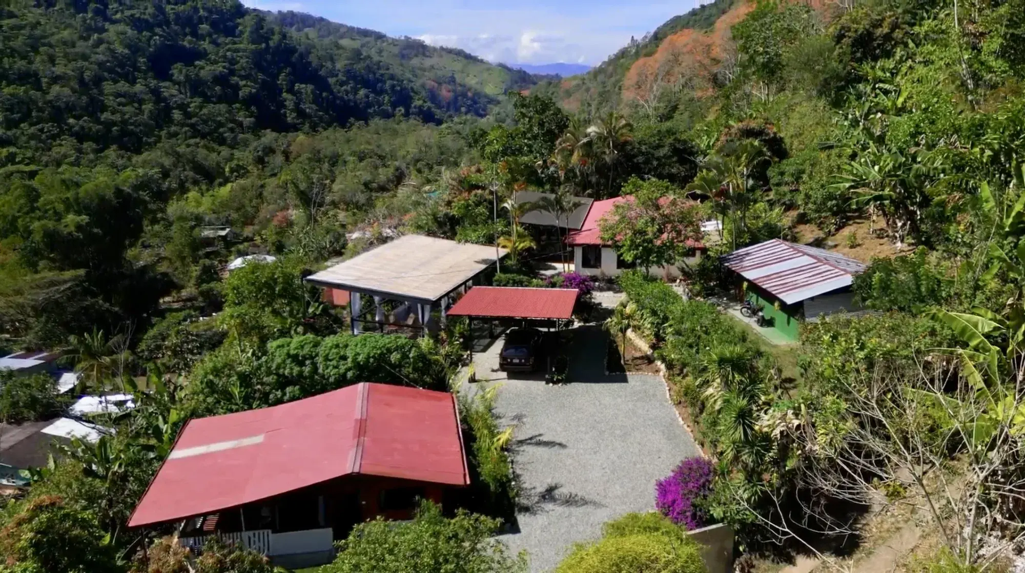 Aerial view of the multi-residence luxury estate in the Pérez Zeledón mountains, Costa Rica